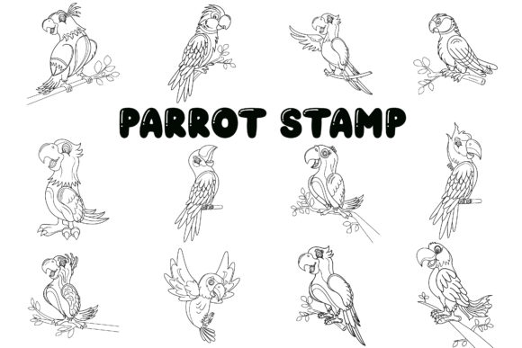 Download Parrot Clip Art Digital Stamp Set-1. - Digital stamp set Collection