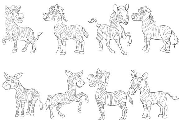 Download Zebra Clip Art Digital Stamp Set-1. - Digital stamp set Collection