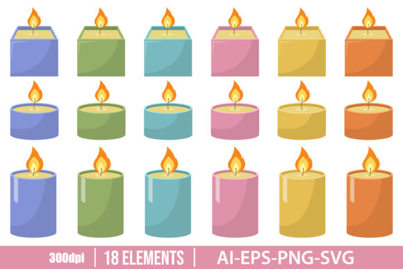 Download Colored Candle Clipart Vector Design - Vector Collection