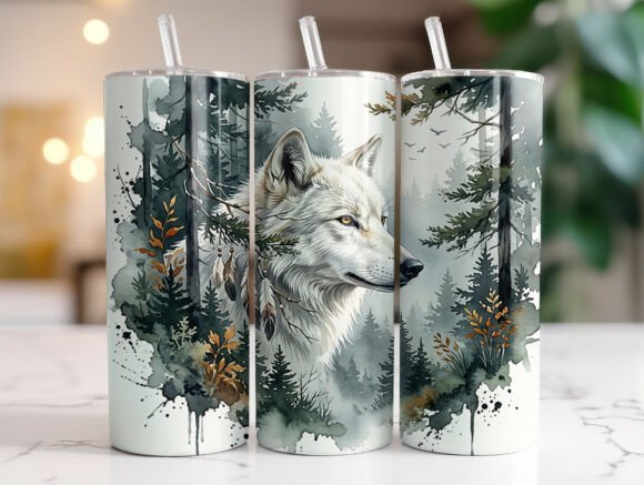 Download White Wolf Forest 20oz Tumbler Wrap PNG - Tumbler wrap Collection