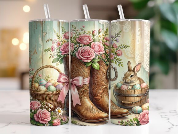 Download Western Easter Roses Boots Tumbler Wrap - Tumbler wrap Collection