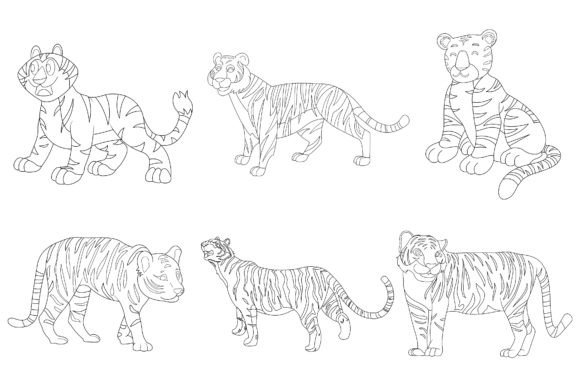 Download Tiger Clip Art Digital Stamp Set-2. - Digital stamp set Collection