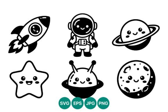 Download Kawaii Space Icons Vector Art - Vector Collection