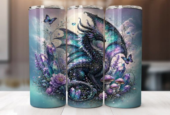 Download Fantasy Crystal Dragon 20oz Tumbler Wrap - Tumbler wrap Collection