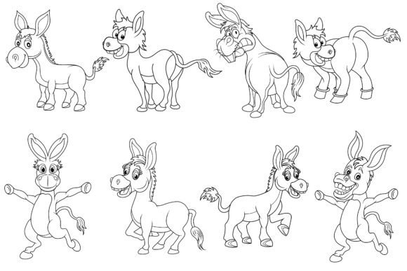 Download Donkey Clip Art Digital Stamp Set-1. - Digital stamp set Collection