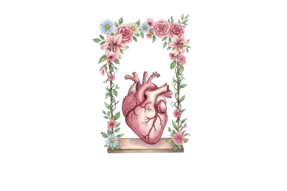 Download Human Heart with Floral Nature Frame - Nature frame Collection