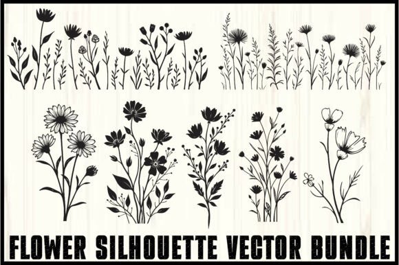 Download Wild Flower Silhouette Vector Set - Vector Collection