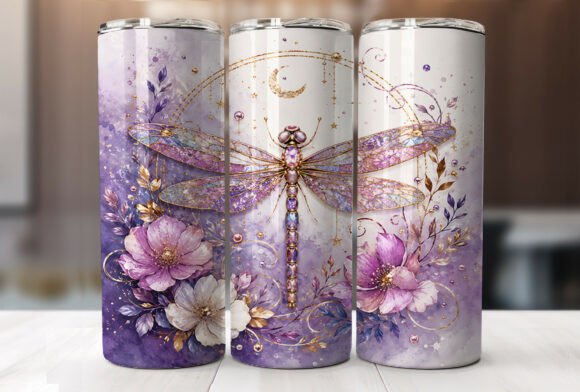 Download Purple Dragonfly Floral Tumbler Wrap PNG - Tumbler wrap Collection