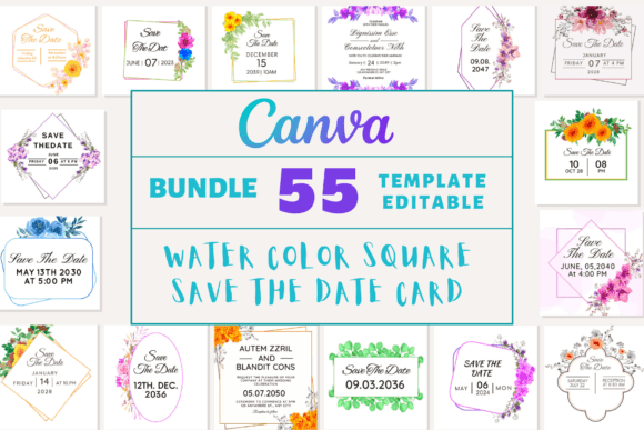 Download 55 Water Color Square Save the Date Card - Premium Resources