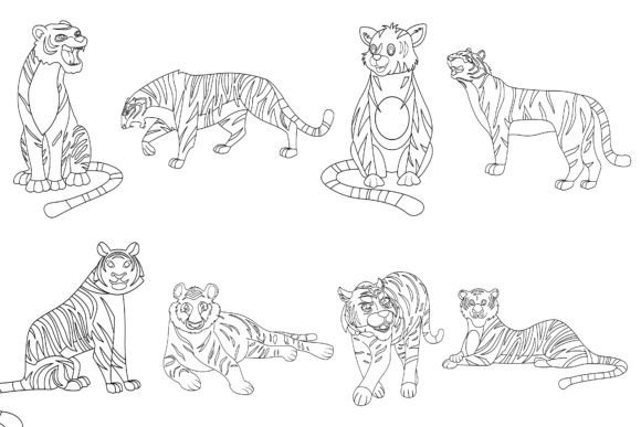 Download Tiger Clip Art Digital Stamp Set-1. - Digital stamp set Collection