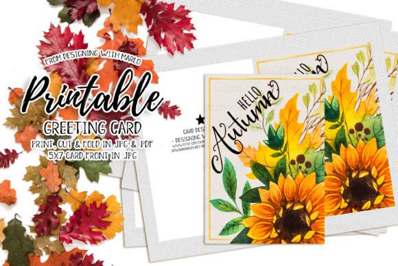 Download Hello Autumn Sunflower 5x7 Greeting Card - 5x7 greeting card Collection