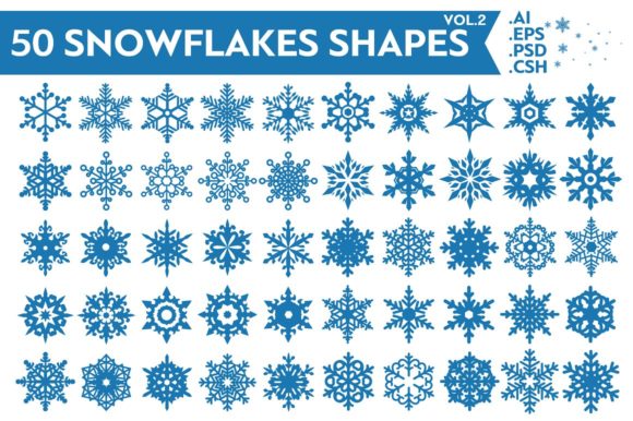 Download 50 Snowflakes Vector Shapes Vol.2 - Vector Collection