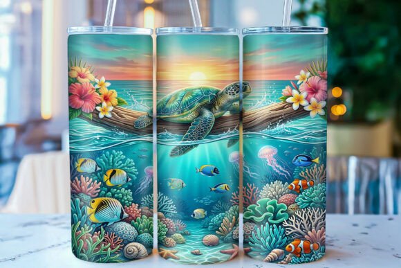 Download Sea Turtle Ocean 20oz Tumbler Wrap PNG - Tumbler wrap Collection