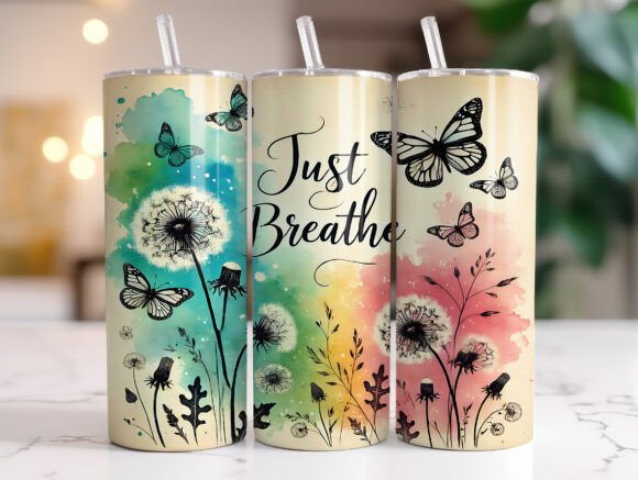 Download Just Breathe Dandelion 20oz Tumbler Wrap - Tumbler wrap Collection