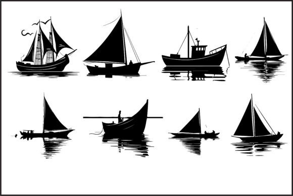 Download Boat Black Vector Silhouette - Vector Collection