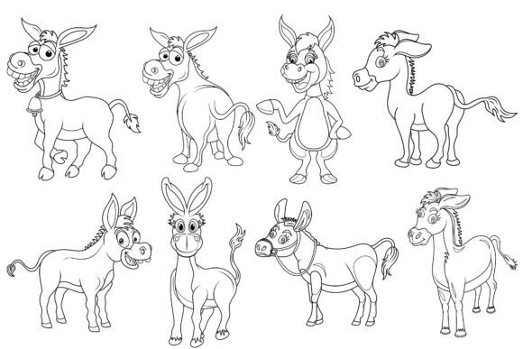Download Donkey Clip Art Digital Stamp Set-2. - Digital stamp set Collection