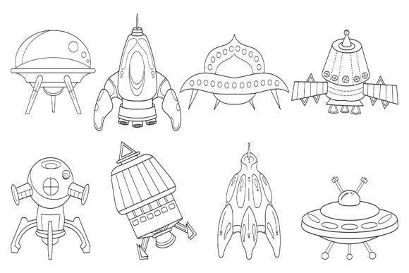Download Spaceship Clip Art Digital Stamp Set-2. - Digital stamp set Collection